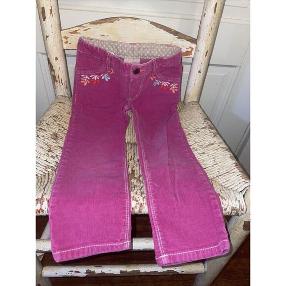 Vintage Pink Corduroy Pants‎ 3T Flower Embroidery